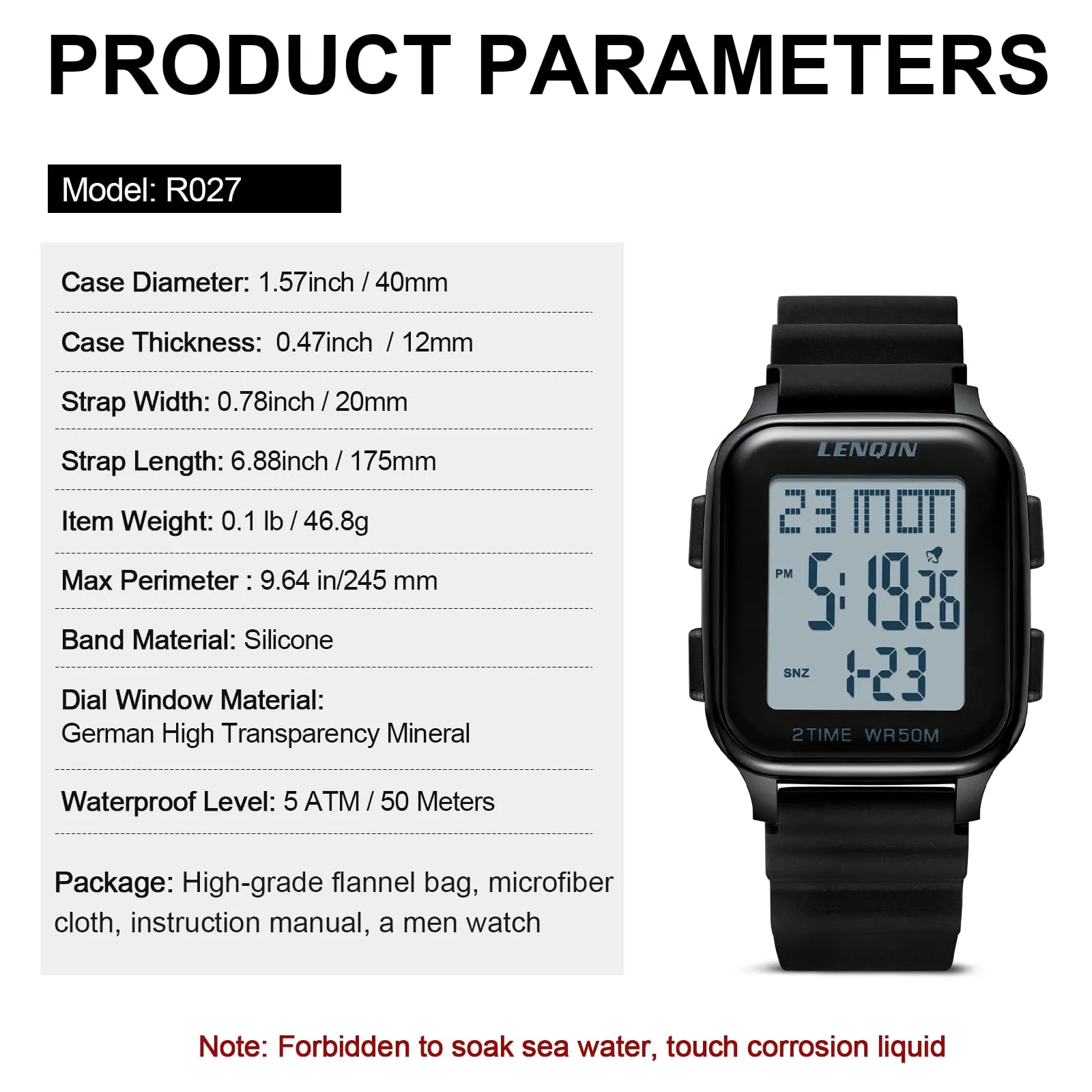 LN LENQIN Orologio Uomo Digitale Impermeabile Sportivo LED Cronometro - immagine 5