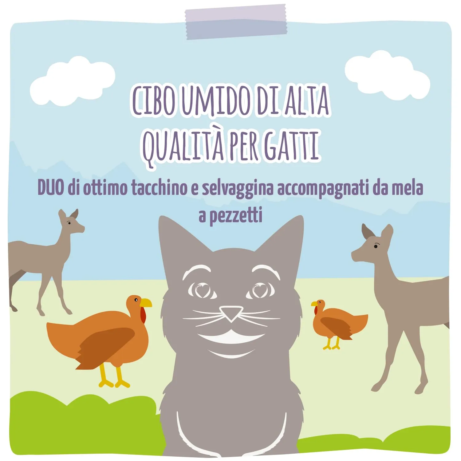 MjAMjAM - Cibo umido premium per gatti - DUO di tacchino e selvaggina con pezzi di mela, confezione da 6 6 x 800 g, senza cereali con carne extra, Tacchino + gioco, Confezione da 6 (6 x 800 g) - immagine 5