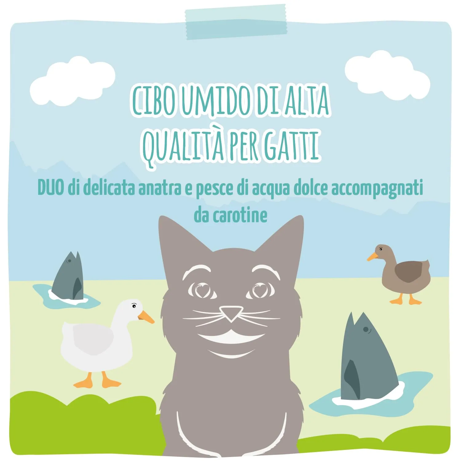 MjAMjAM - Cibo umido premium per gatti - DUO di anatra tenera e pesce d'acqua dolce con carote, confezione da 6 6 x 400g, senza cereali con carne extra, Anatra + pesce, Confezione da 6 (6 x 400 g) - immagine 5