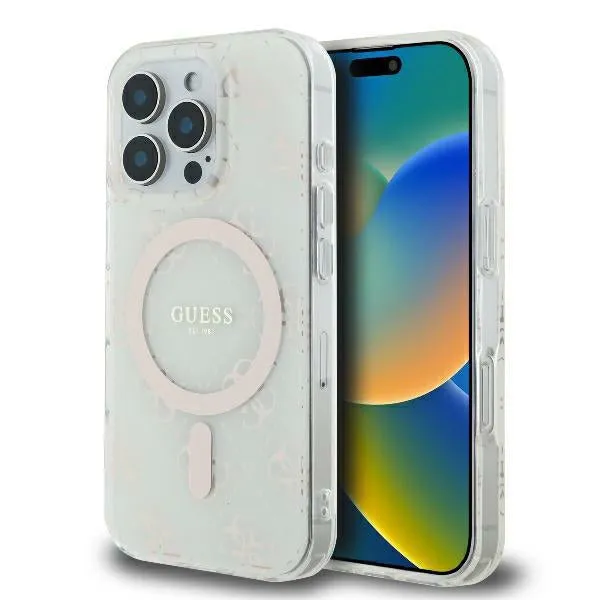 Custodia MagSafe per Apple iPhone 16 Pro, Guess, IML 4G Background, Bianca - immagine 1