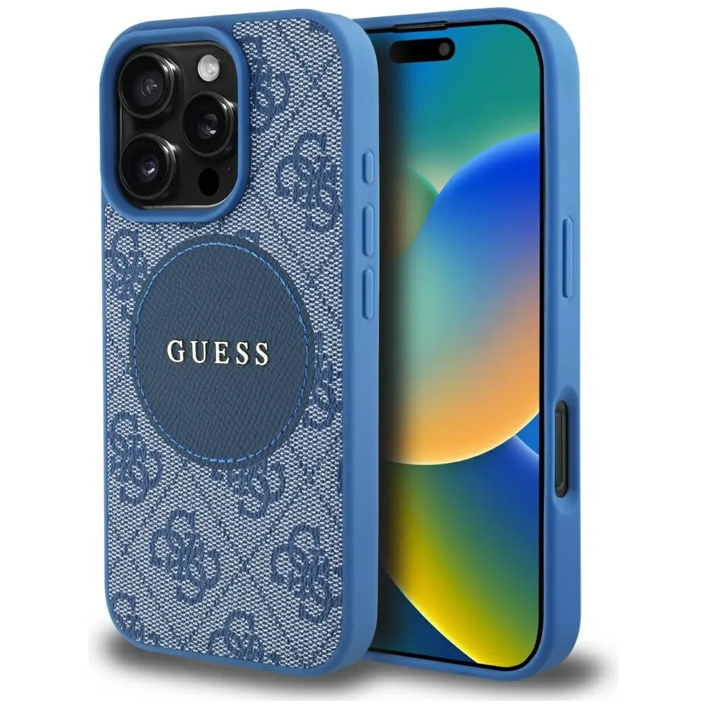 Custodia MagSafe per Apple iPhone 16 Pro, Guess, 4G Circle Classic Logo, Blu - immagine 1