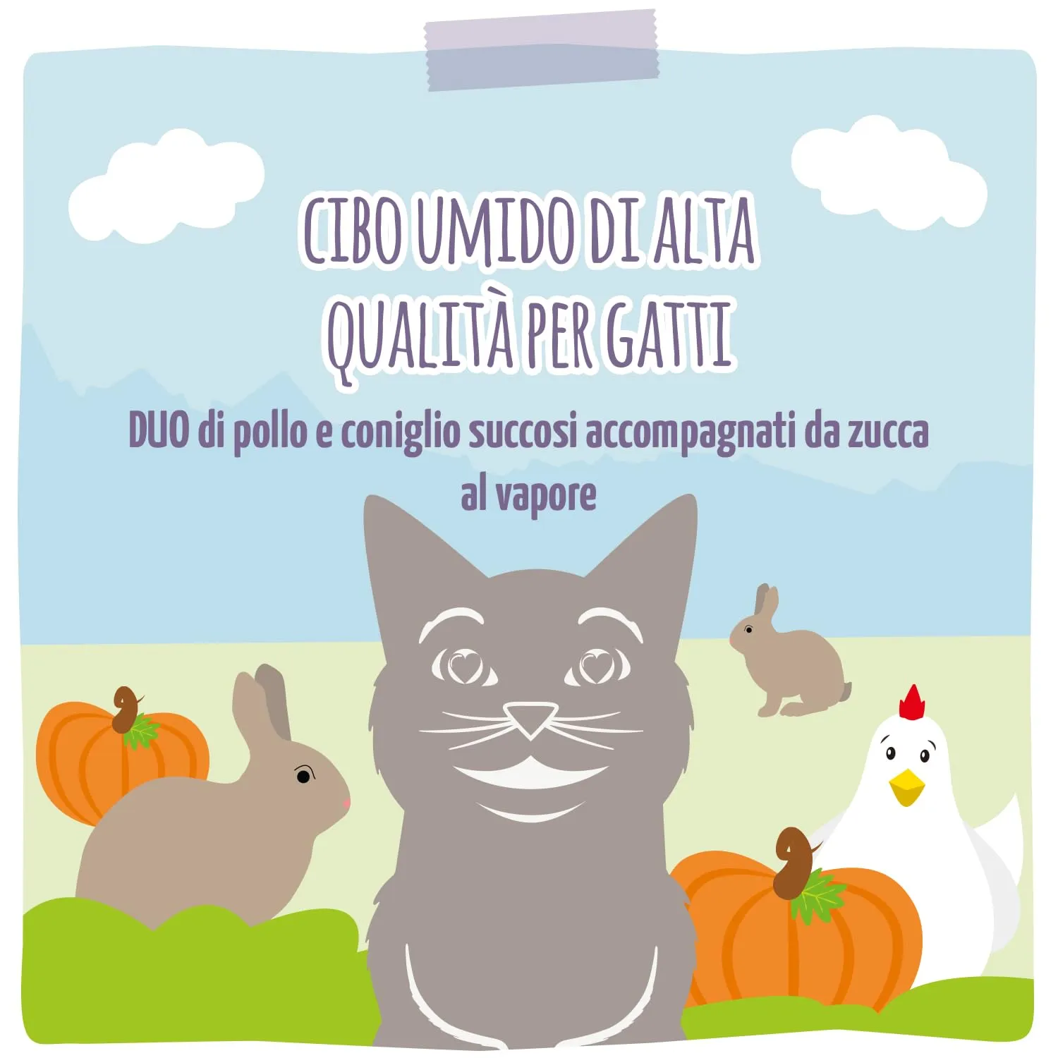 MjAMjAM - Cibo umido premium per gatti - Quetschie - DUO a base di succoso pollo e coniglio con zucca cotta a vapore, confezione da 12 (12 x 125g), senza cereali con carne extra - immagine 5