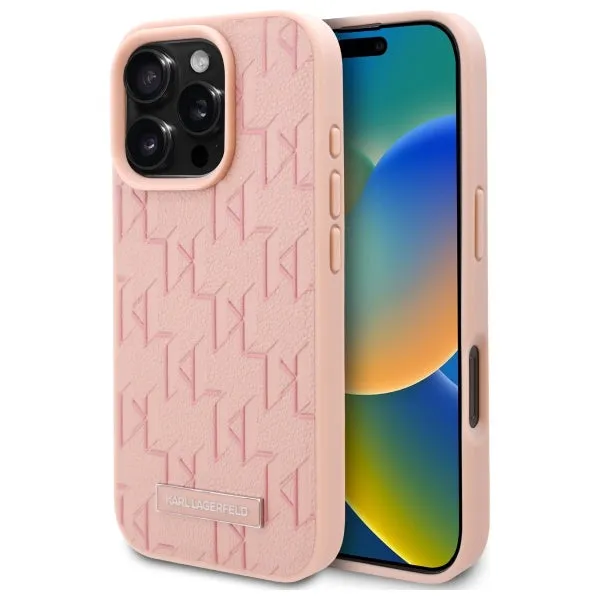 Custodia MagSafe per Apple iPhone 16 Pro Max, Karl Lagerfeld, Hot Stamp, Rosa - immagine 1