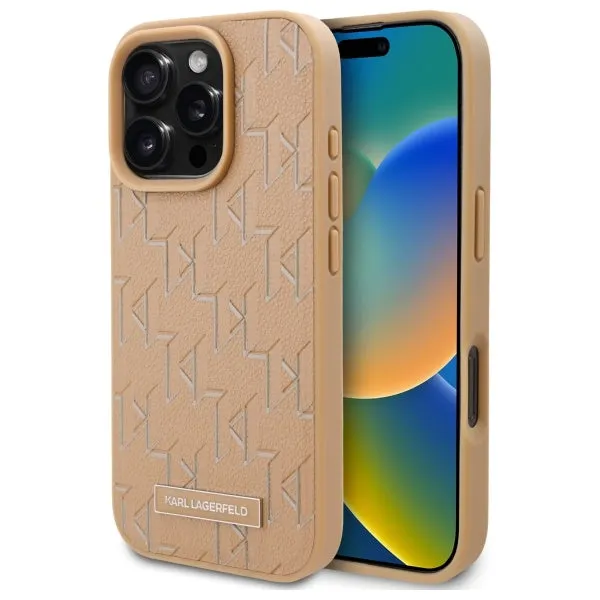 Custodia MagSafe per Apple iPhone 16 Pro Max, Karl Lagerfeld, Hot Stamp, Beige - immagine 1