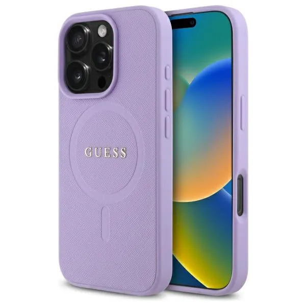 Custodia MagSafe per Apple iPhone 16 Pro Max, Guess, Saffiano, Viola - immagine 1