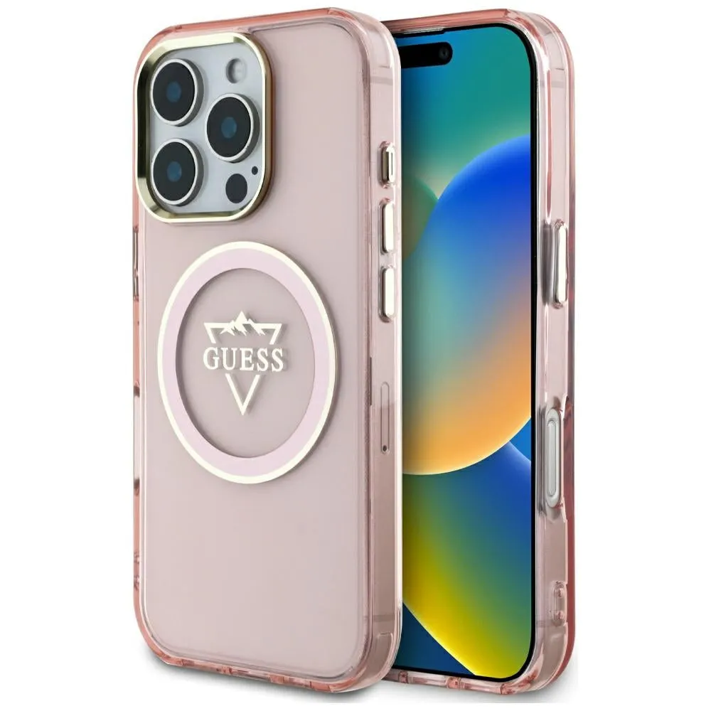 Custodia MagSafe per Apple iPhone 16 Pro Max, Guess, IML Metal Mountain Logo, Rosa - immagine 1