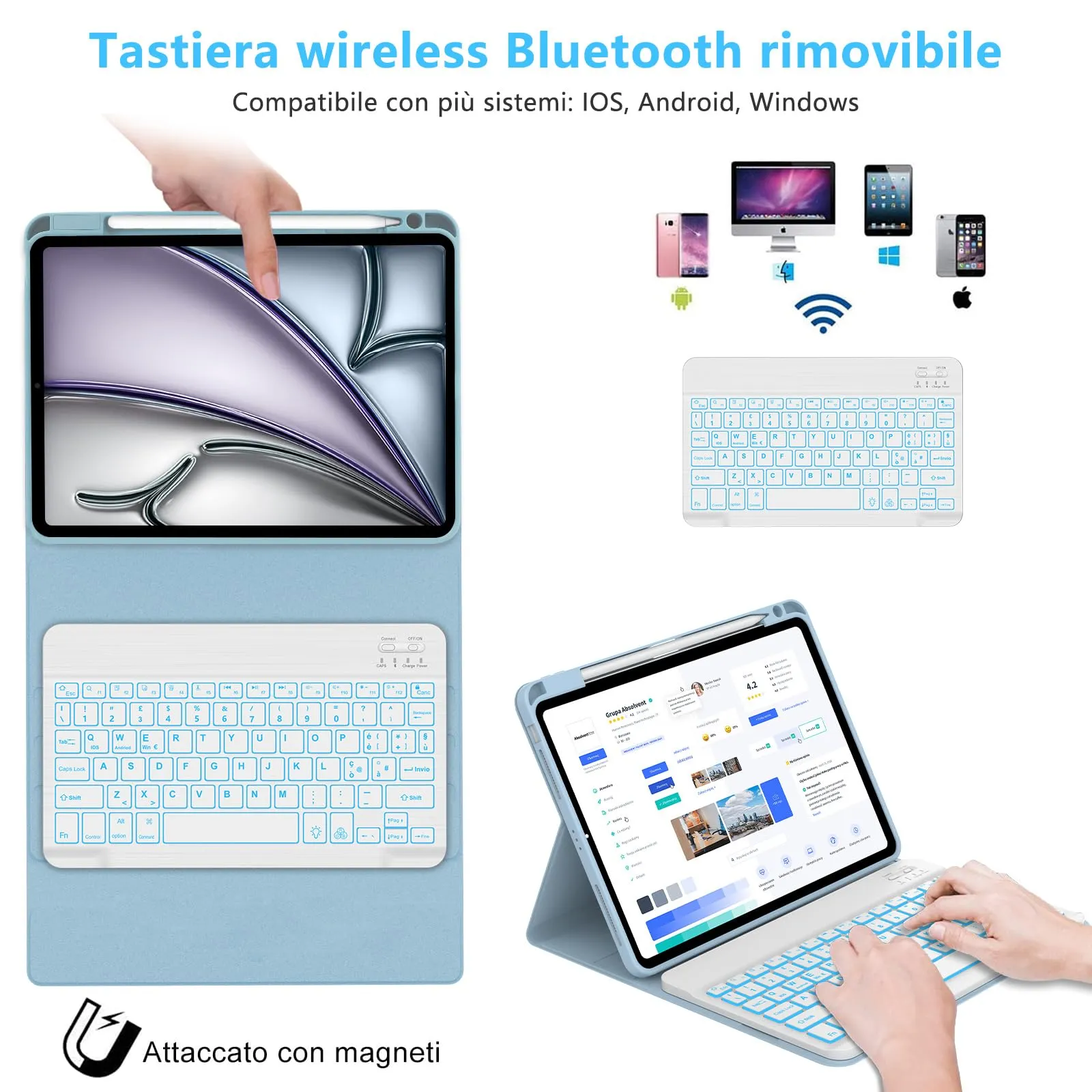 Cover Tastiera per iPad Air 11 M4 2026/M3 2025/M2 2024 11 Pollici - immagine 3