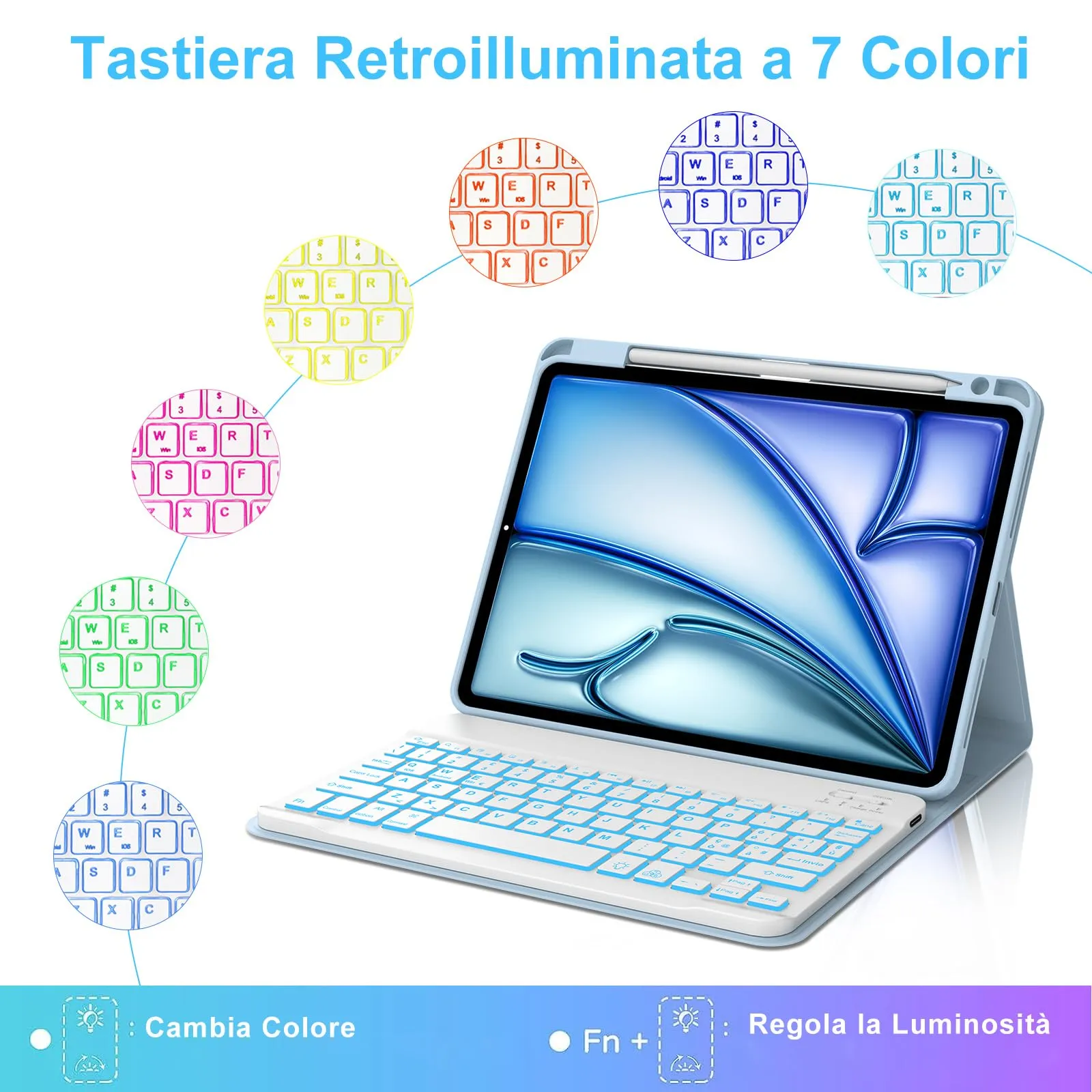 Cover Tastiera per iPad Air 11 M4 2026/M3 2025/M2 2024 11 Pollici - immagine 5