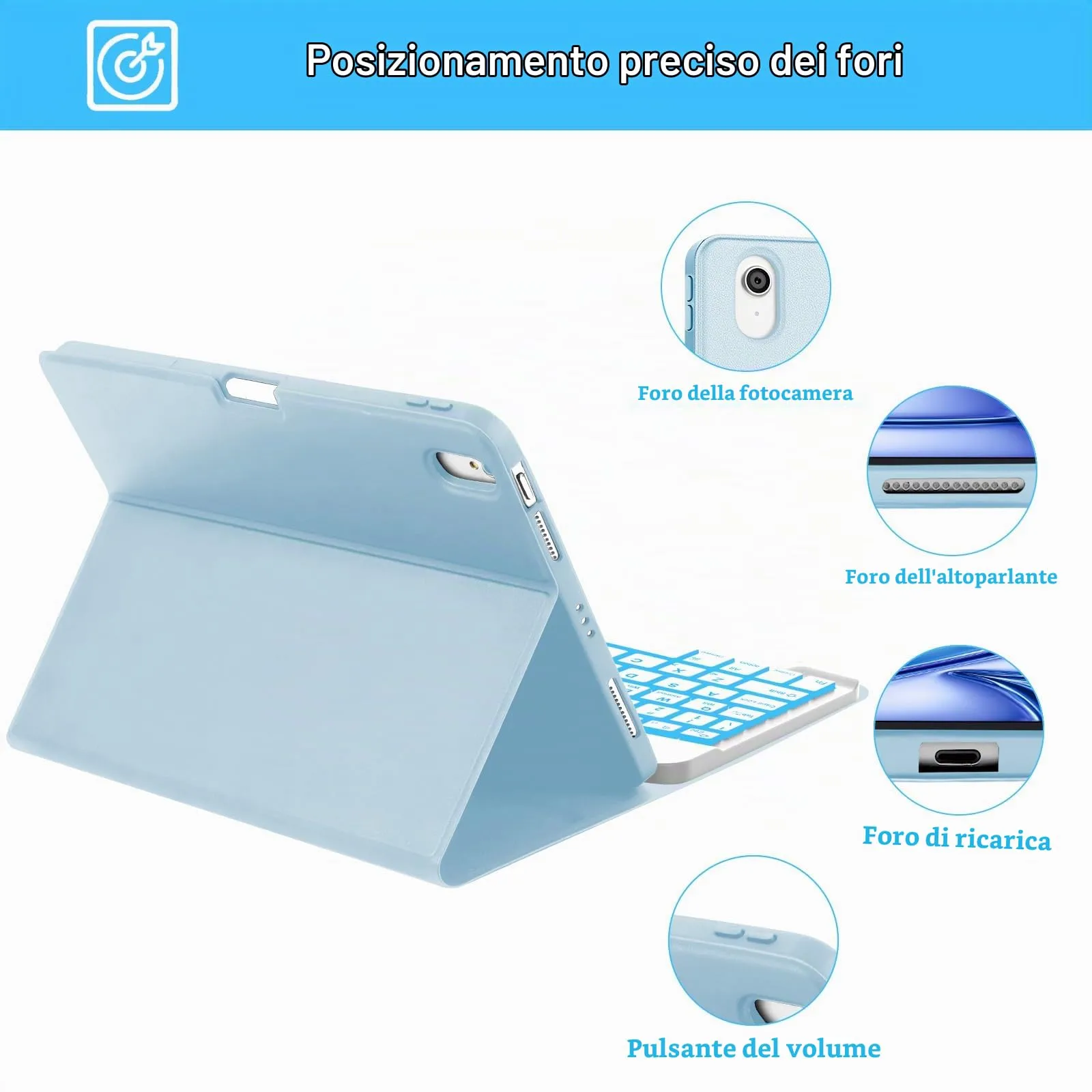 Cover Tastiera per iPad Air 11 M4 2026/M3 2025/M2 2024 11 Pollici - immagine 8