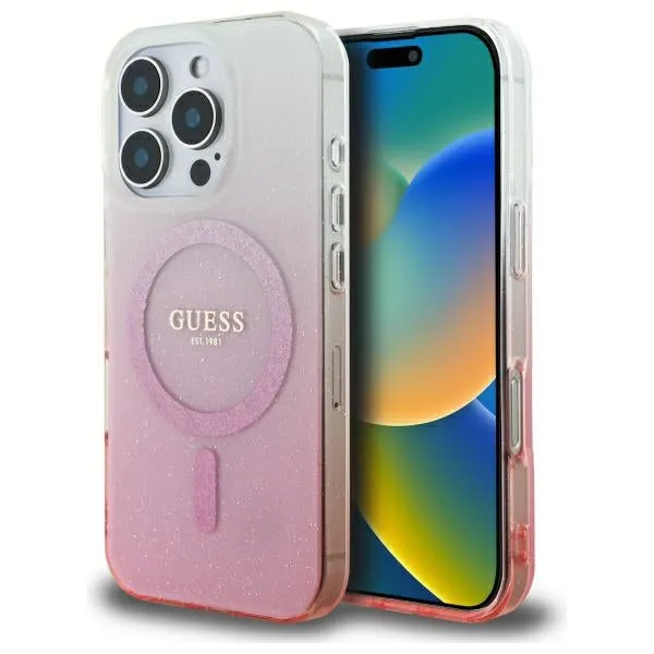 Custodia MagSafe per Apple iPhone 16 Pro Max, Guess, IML Glitter Gradient, Rosa - immagine 1
