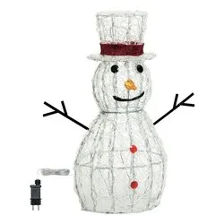 Pupazzo di neve Bianco (H70 cm) 3 giochi di luce (1pz) 160 luci - LED Bianco caldo e Bianco freddo IP44 80249 - immagine 1