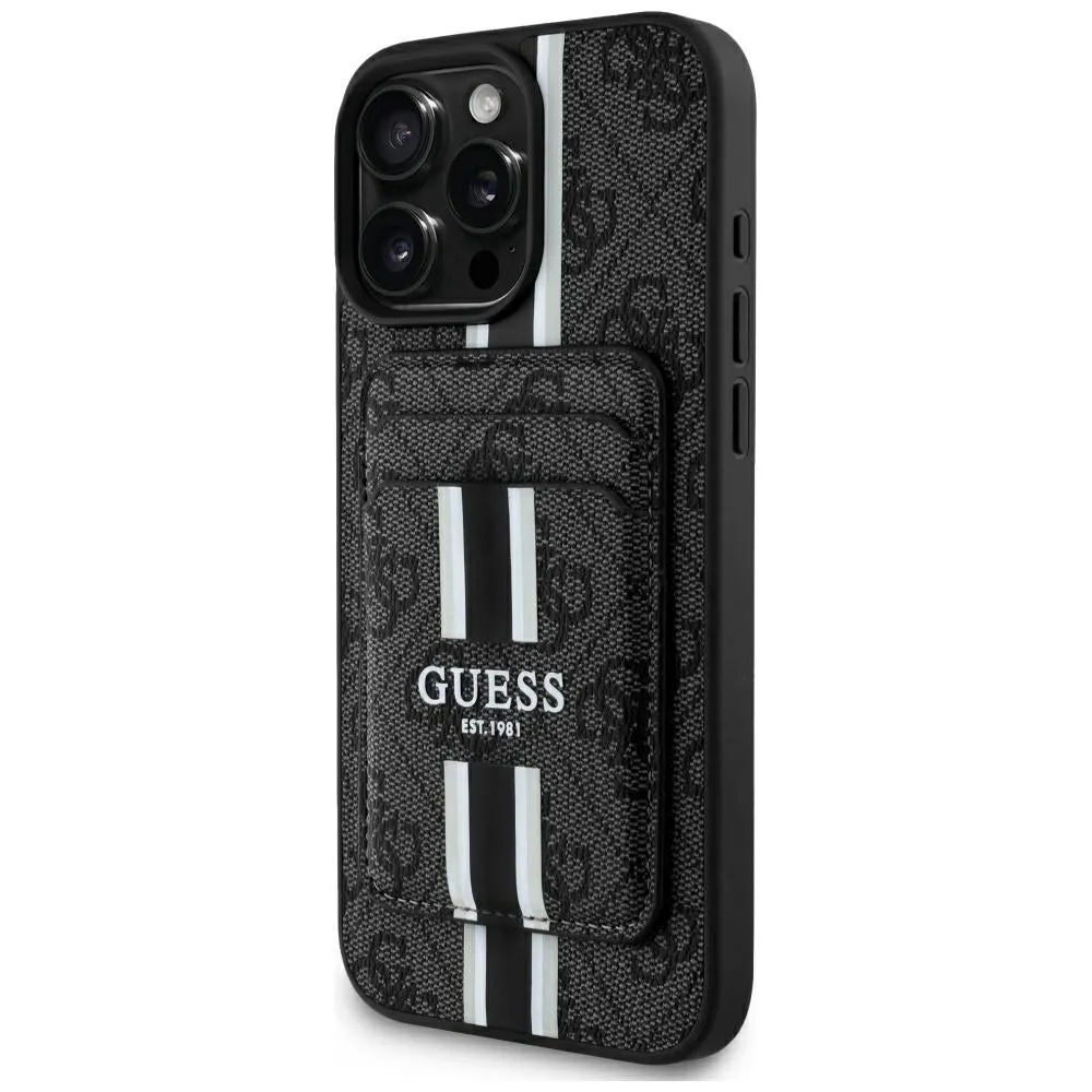 Custodia MagSafe per Apple iPhone 16 Pro Max, Guess, Cardslot 4G Stripes, Nera - immagine 1