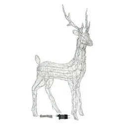 Renna 3D Bianco (H105 cm) 3 giochi di luce (1pz) 180 luci - LED Bianco caldo e Bianco freddo IP44 80218 - immagine 1