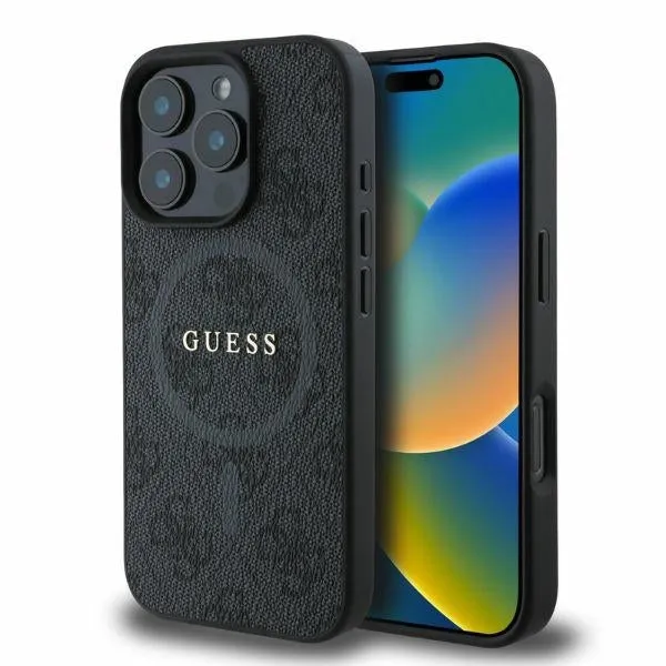 Custodia MagSafe per Apple iPhone 16 Pro Max, Guess, 4G Ring Classic Logo, Nera - immagine 1