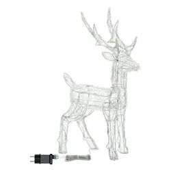 Renna 3D Bianco (H65 cm) 3 giochi di luce (1pz) 80 luci - LED Bianco caldo e Bianco freddo IP44 80195 - immagine 1