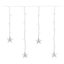 Tenda luminosa Natale Trasparente 90 luci - LED Bianco caldo (2 + 4 mt) Stelle 8 Giochi di luce IP44 78123 - immagine 1