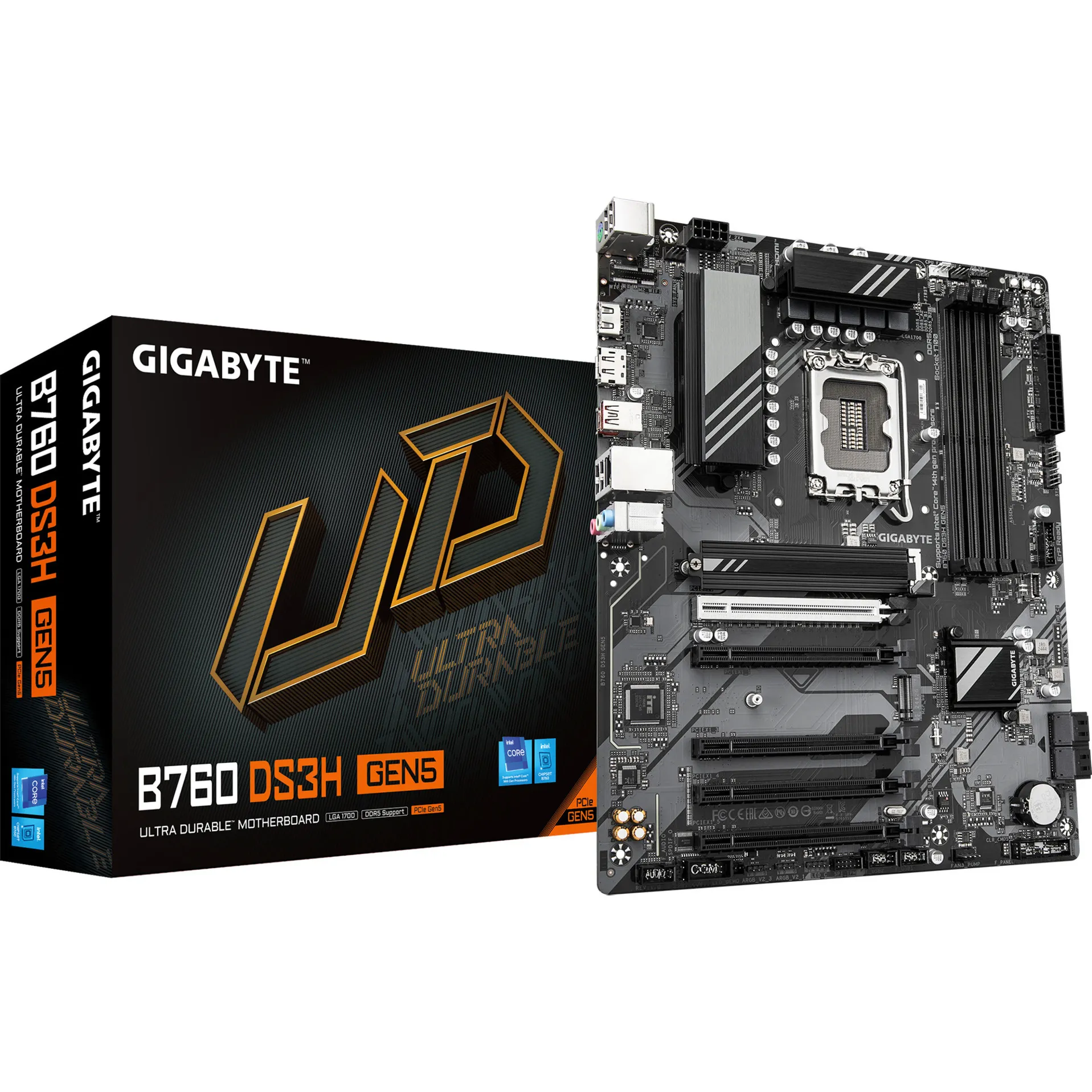 B760 DS3H GEN5 Scheda Madre – Supporta processori Intel Core di 14a generazione, VRM digitale a 8+2+1 fasi, fino a 5600 MHz DDR5, 2 x M.2 PCIe 4.0, LAN 1 GbE, USB 3.2 Gen 2x2 - immagine 1