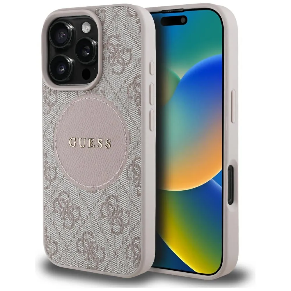 Custodia MagSafe per Apple iPhone 16 Pro Max, Guess, 4G Circle Classic Logo, Rosa - immagine 1