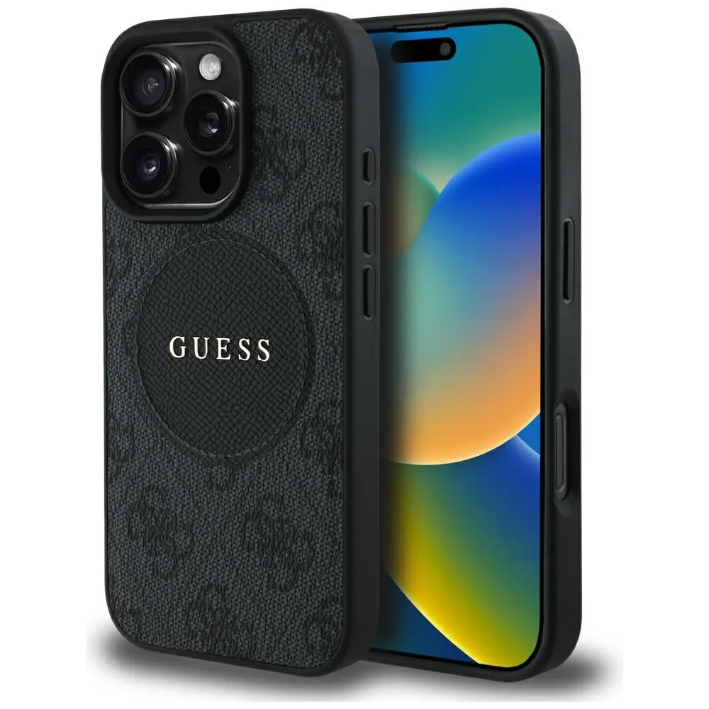 Custodia MagSafe per Apple iPhone 16 Pro Max, Guess, 4G Circle Classic Logo, Nera - immagine 1