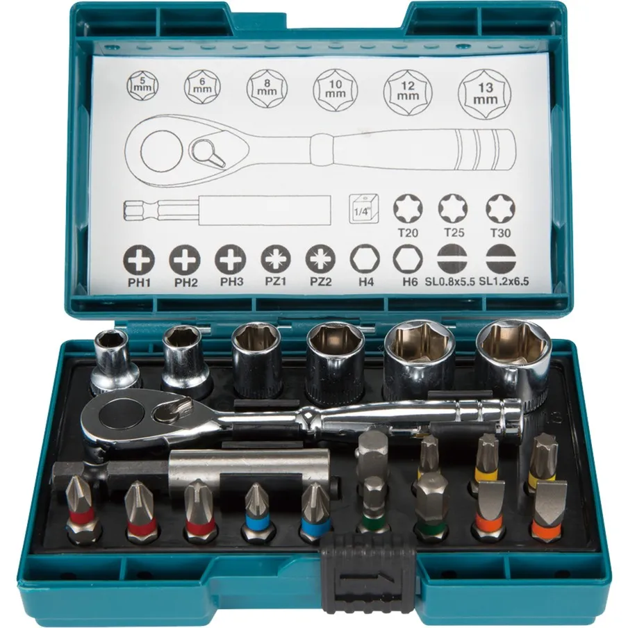 Set di cricchetto e punte, 21 pezzi, Set di bit - immagine 1