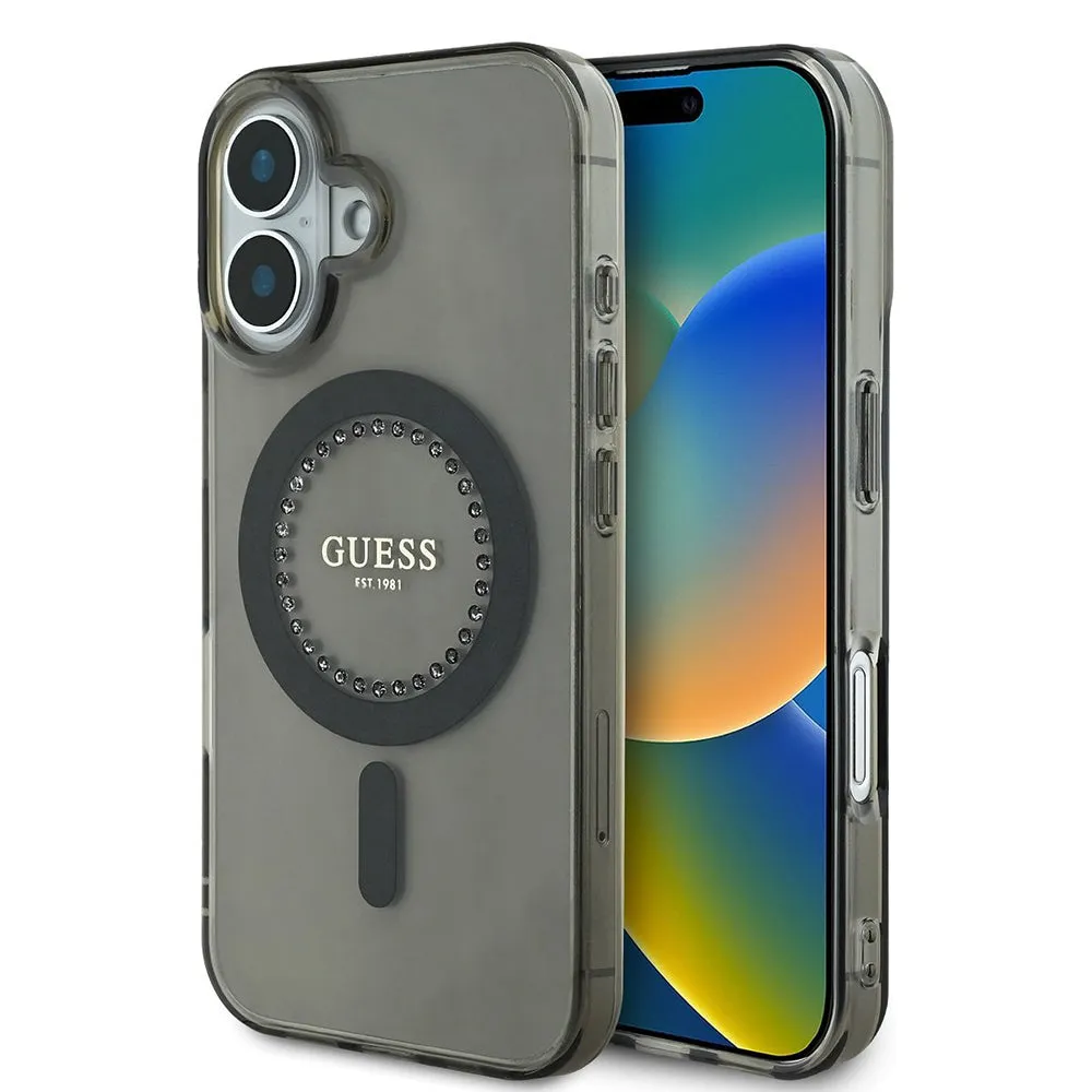 Custodia MagSafe per Apple iPhone 16 Plus, Guess, IML Rhinestone, Nera - immagine 1