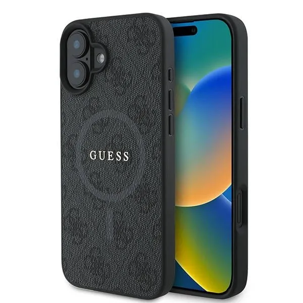 Custodia MagSafe per Apple iPhone 16 Plus, Guess, 4G Ring Classic Logo, Nera - immagine 1