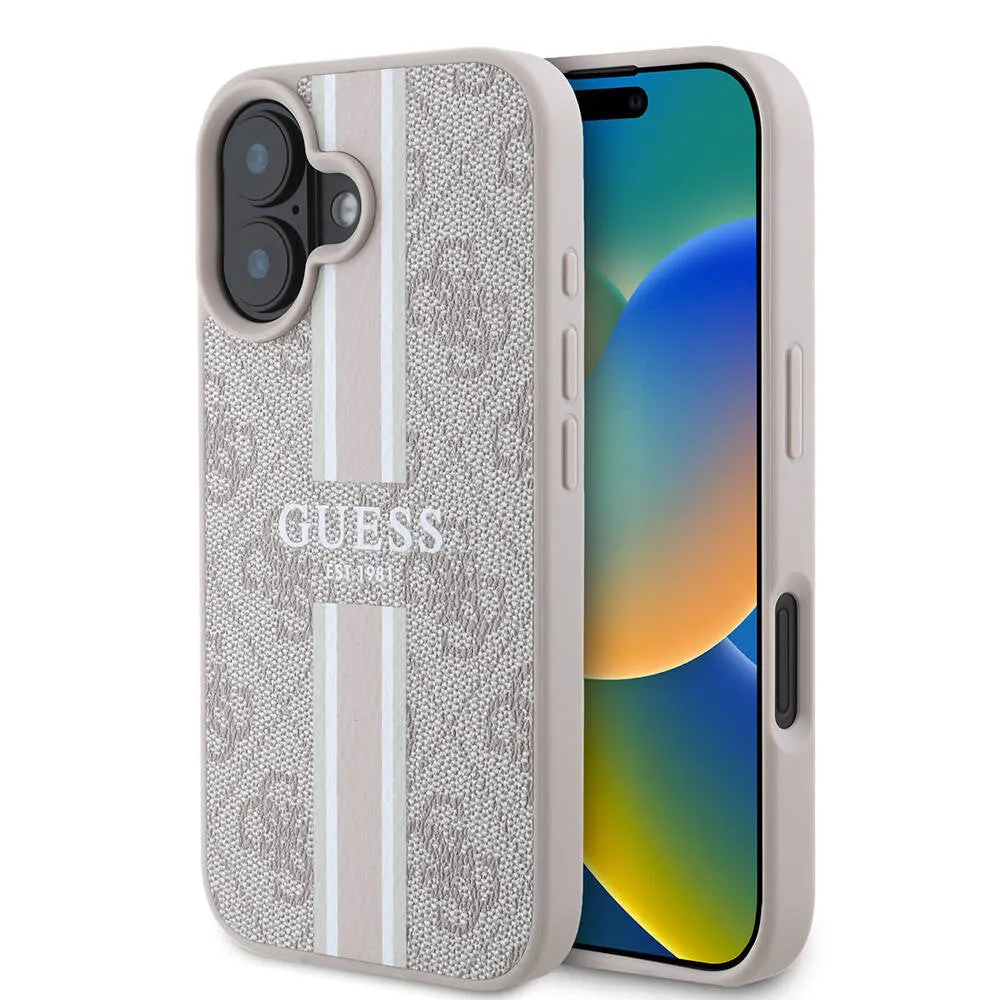 Custodia MagSafe per Apple iPhone 16 Plus, Guess, 4G Printed Stripes, Rosa - immagine 1