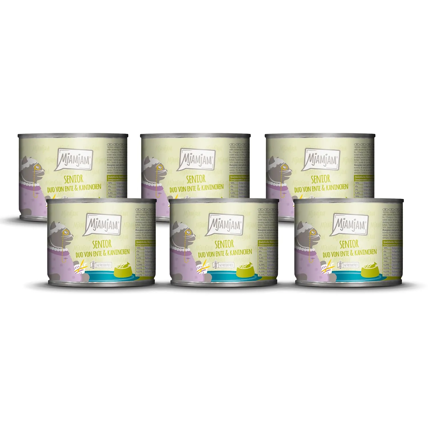 MjAMjAM - Cibo umido Premium per gatti - Senior - DUO di anatra e coniglio, confezione da 6 (6x200g), senza cereali - immagine 1