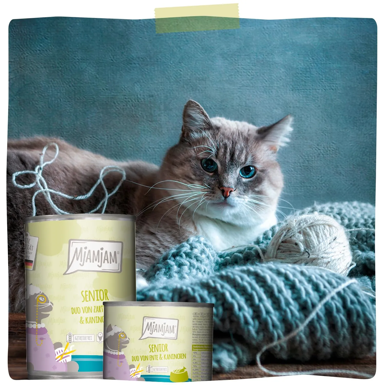 MjAMjAM - Cibo umido premium per gatti - Quetschie - Senior - DUO di anatra e coniglio, confezione da 12 (12x125g), senza cereali - immagine 6