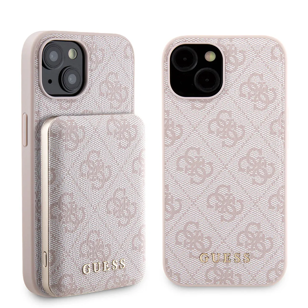 Custodia MagSafe per Apple iPhone 15, Guess, Powerbank 4G Metal Logo, Rosa - immagine 1