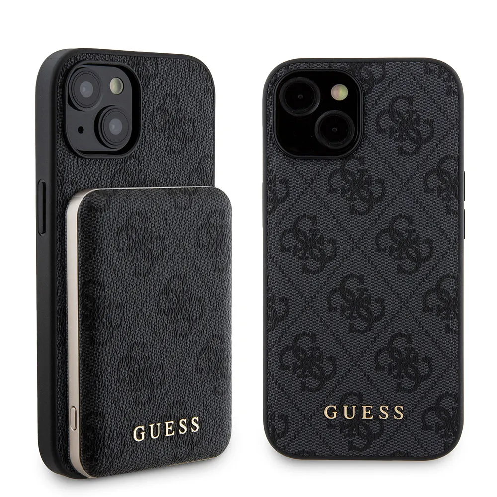 Custodia MagSafe per Apple iPhone 15, Guess, Powerbank 4G Metal Logo, Nera - immagine 1