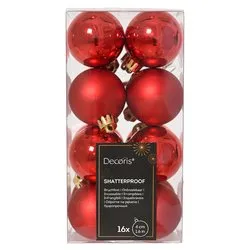Set palline albero Natale (16pz-4cm) Plastica Red 9021777 - immagine 1