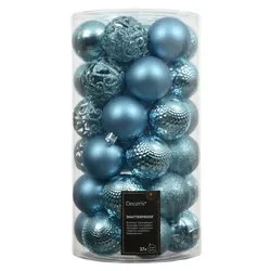 Set palline albero Natale (37pz-6cm) Plastica Folk blu 9022829 - immagine 1
