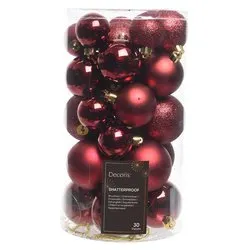 Set palline albero Natale (37pz-6cm) Plastica Oxblood 9022903 - immagine 1