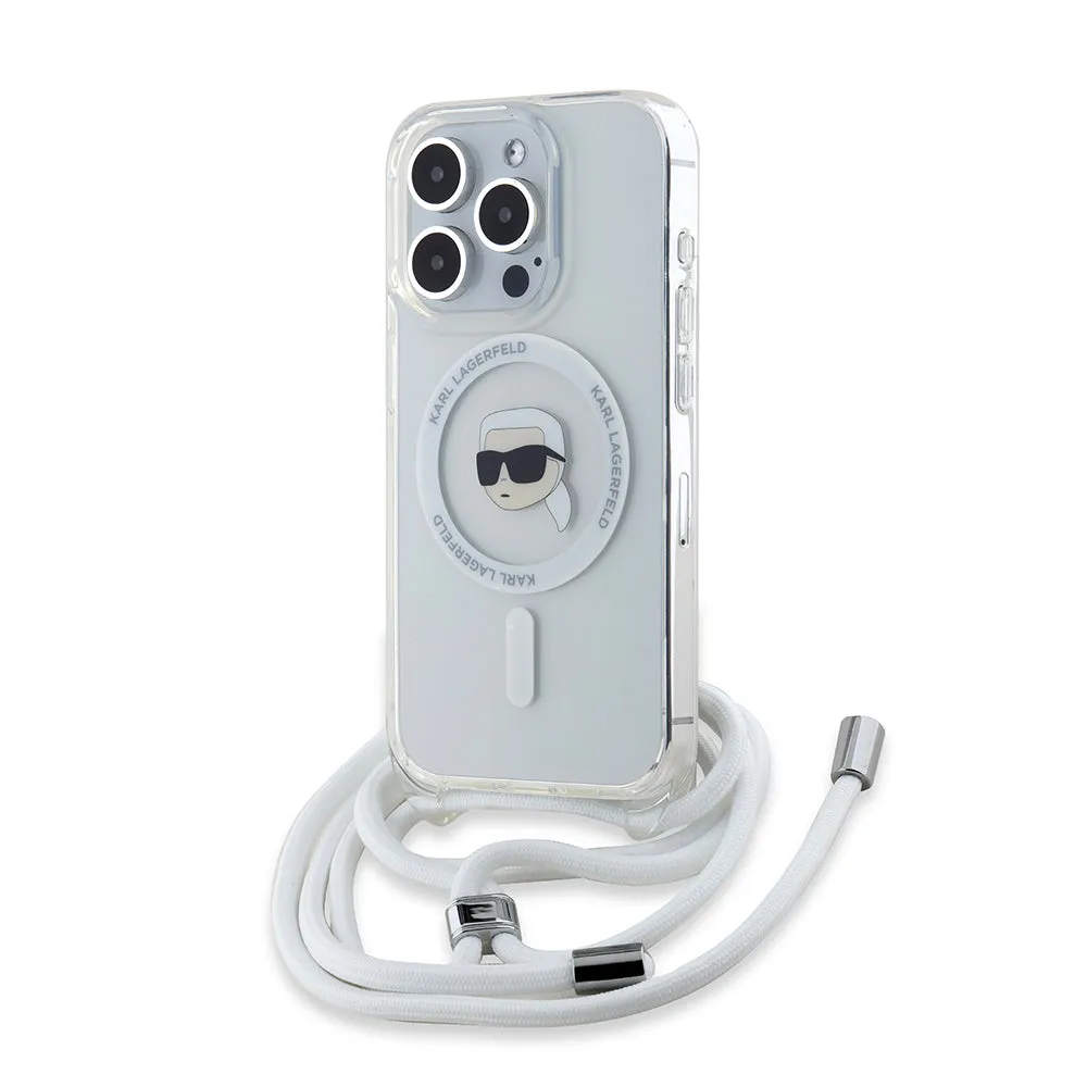 Custodia MagSafe per Apple iPhone 15 Pro, Karl Lagerfeld, IML Crossbody Karl's Head, Trasparente - immagine 1