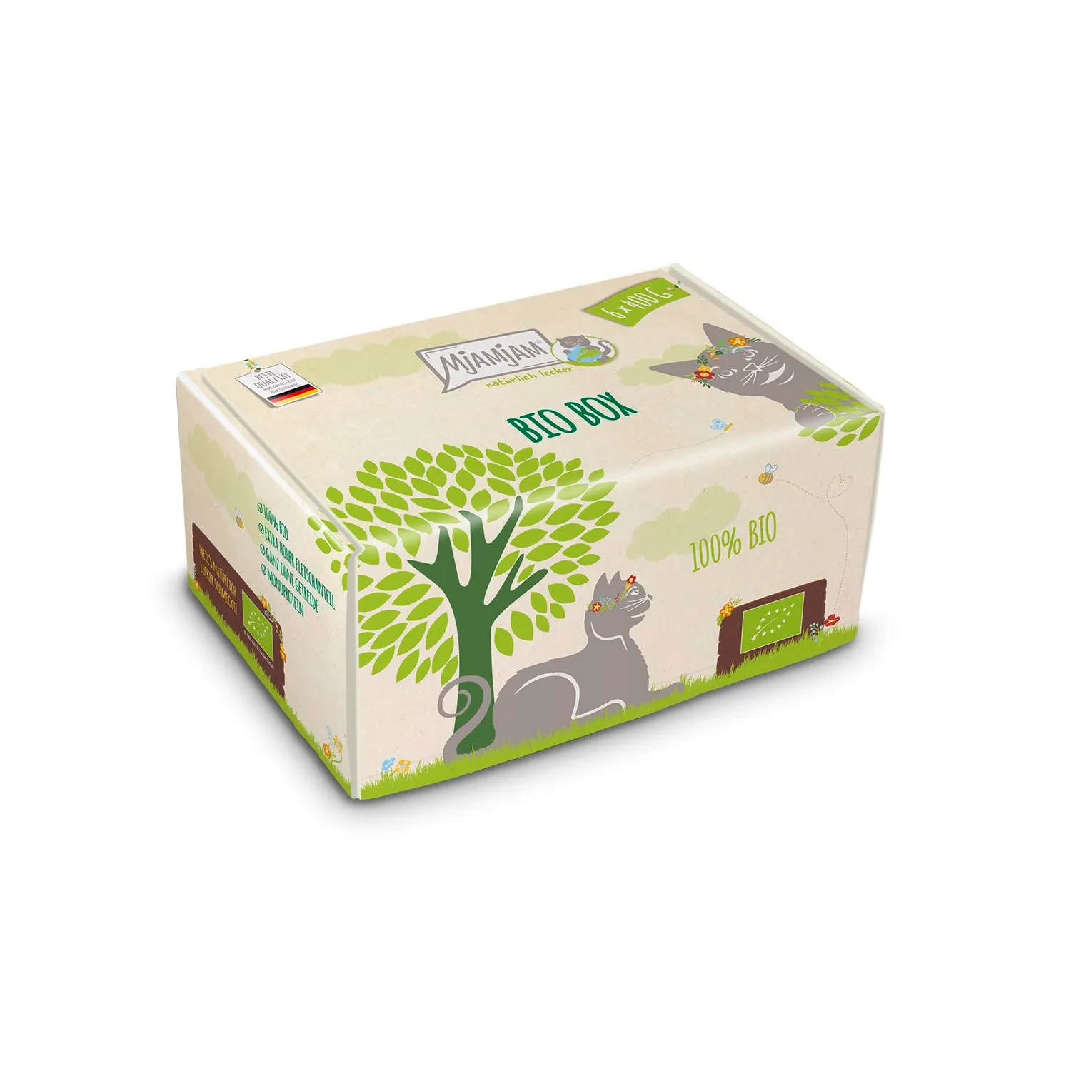 MjAMjAM - Cibo umido premium per gatti - naturalmente delizioso - The BIO Box Mix, confezione da 6 (6 x 400g), senza cereali - immagine 2