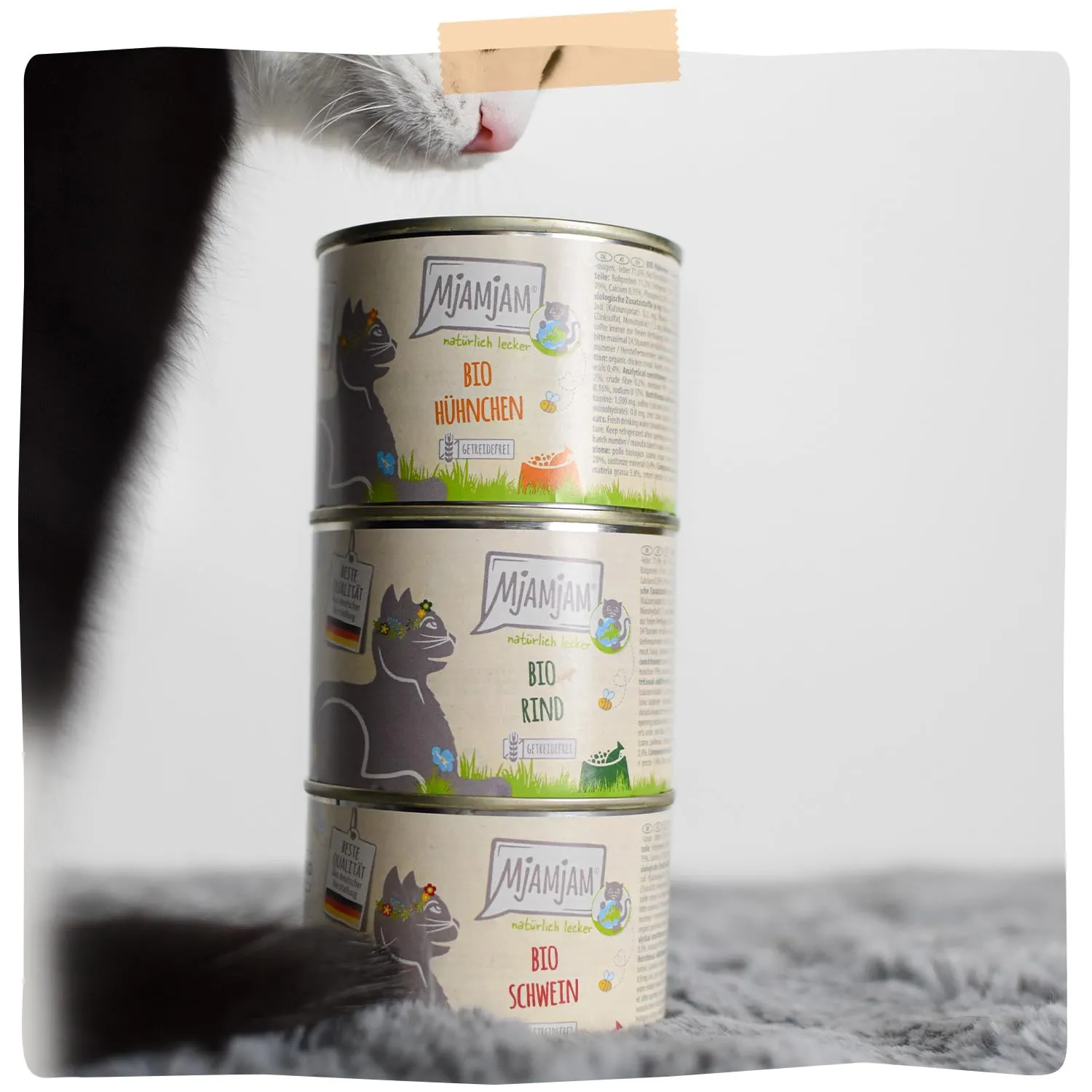 MjAMjAM - Cibo umido premium per gatti - naturalmente delizioso - The BIO Box Mix, confezione da 6 (6 x 400g), senza cereali - immagine 7