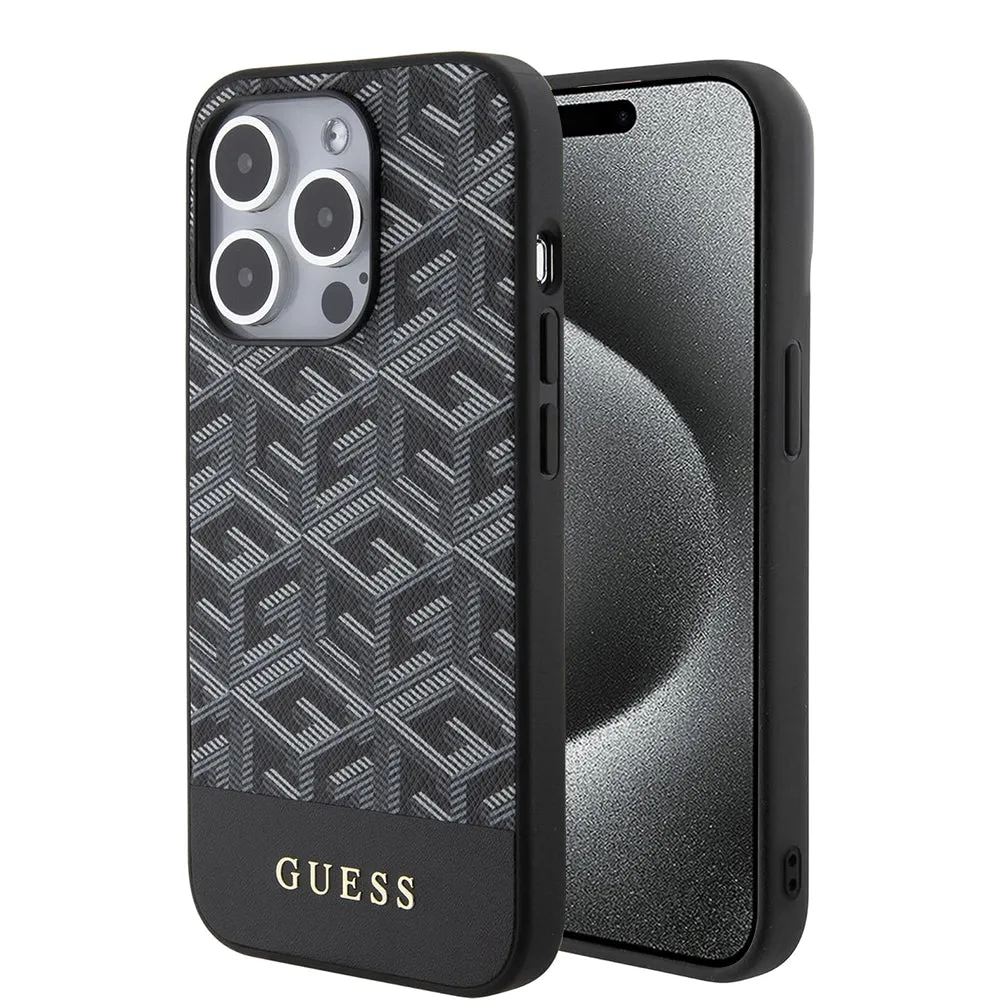 Custodia MagSafe per Apple iPhone 15 Pro, Guess, GCube Stripes, Nera - immagine 1