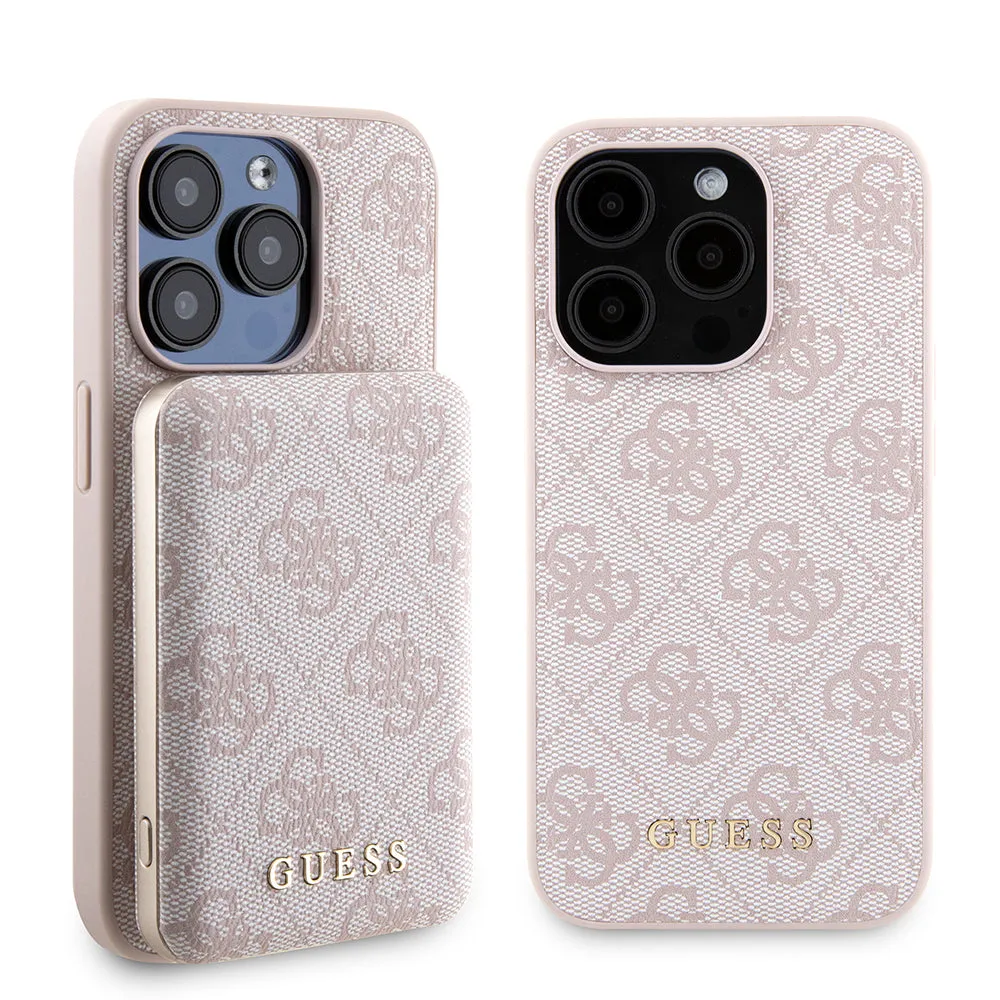 Custodia MagSafe per Apple iPhone 15 Pro, Guess, Powerbank 4G Metal Logo, Rosa - immagine 1