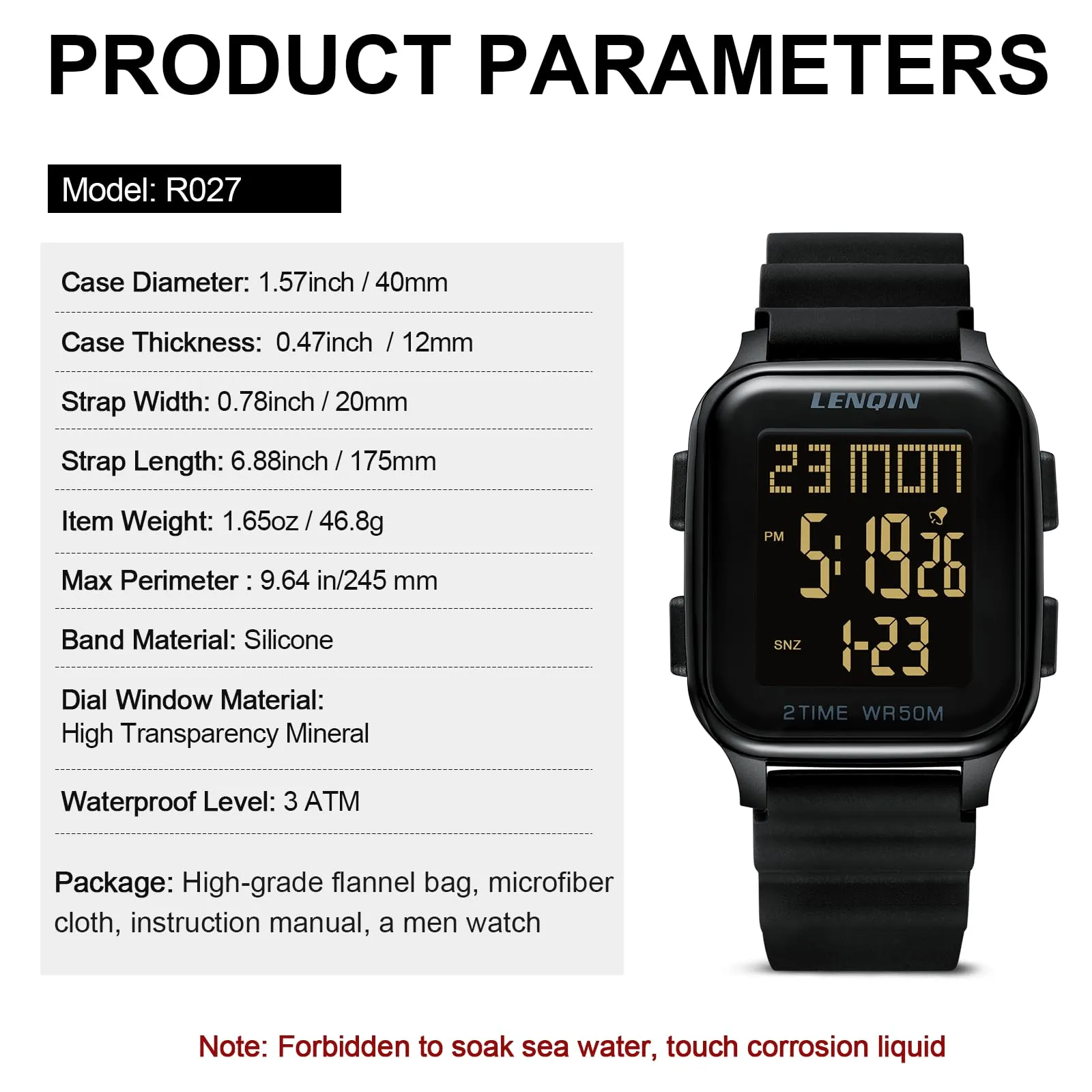 LN LENQIN Orologio Uomo Digitale Impermeabile Sportivo LED Cronometro - immagine 7