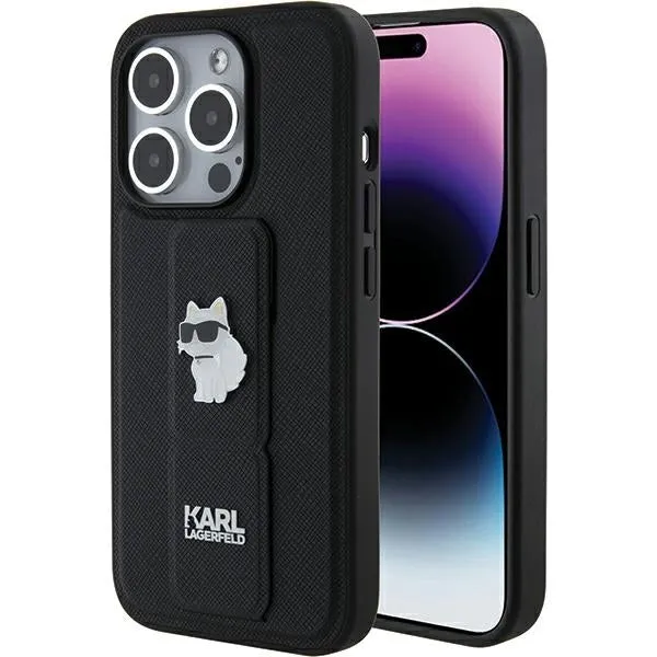 Custodia MagSafe per Apple iPhone 15 Pro Max, Karl Lagerfeld, Saffiano Gripstand Choupette, Nera - immagine 1