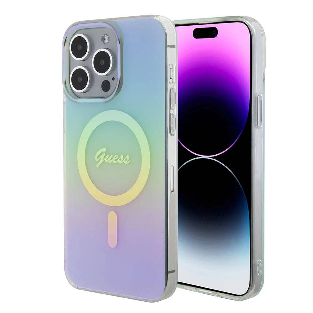 Custodia MagSafe per Apple iPhone 15 Pro Max, Guess, IML Iridescente, Turchese - immagine 1