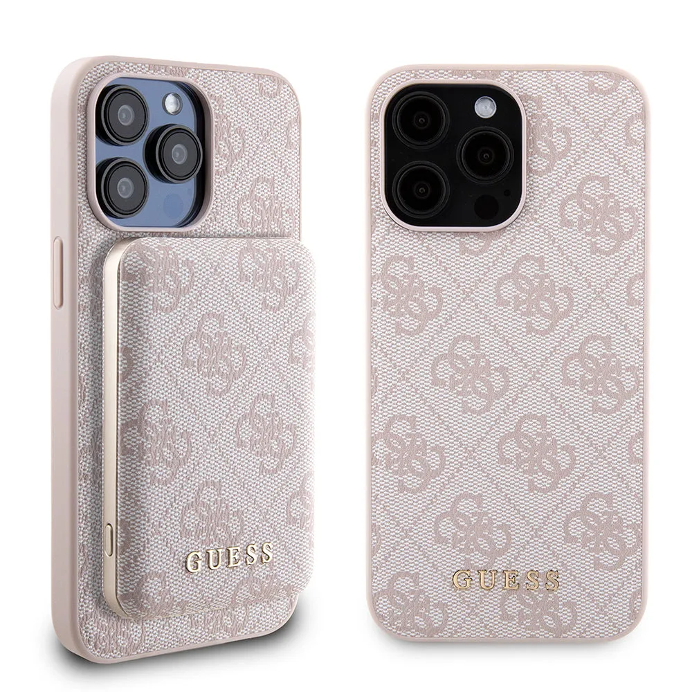 Custodia MagSafe per Apple iPhone 15 Pro Max, Guess, Powerbank 4G Metal Logo, Rosa - immagine 1