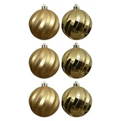 Set palline albero Natale (6pz-8cm) Plastica Gold 026073 - immagine 1