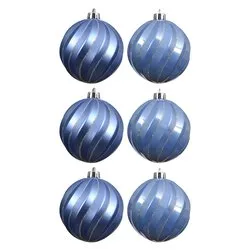 Set palline albero Natale (6pz-8cm) Plastica Sky blue 026085 - immagine 1