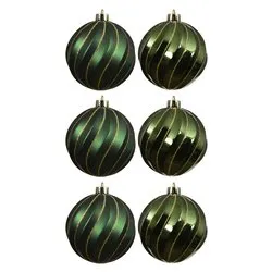 Set palline albero Natale (6pz-8cm) Plastica Pine green 026080 - immagine 1