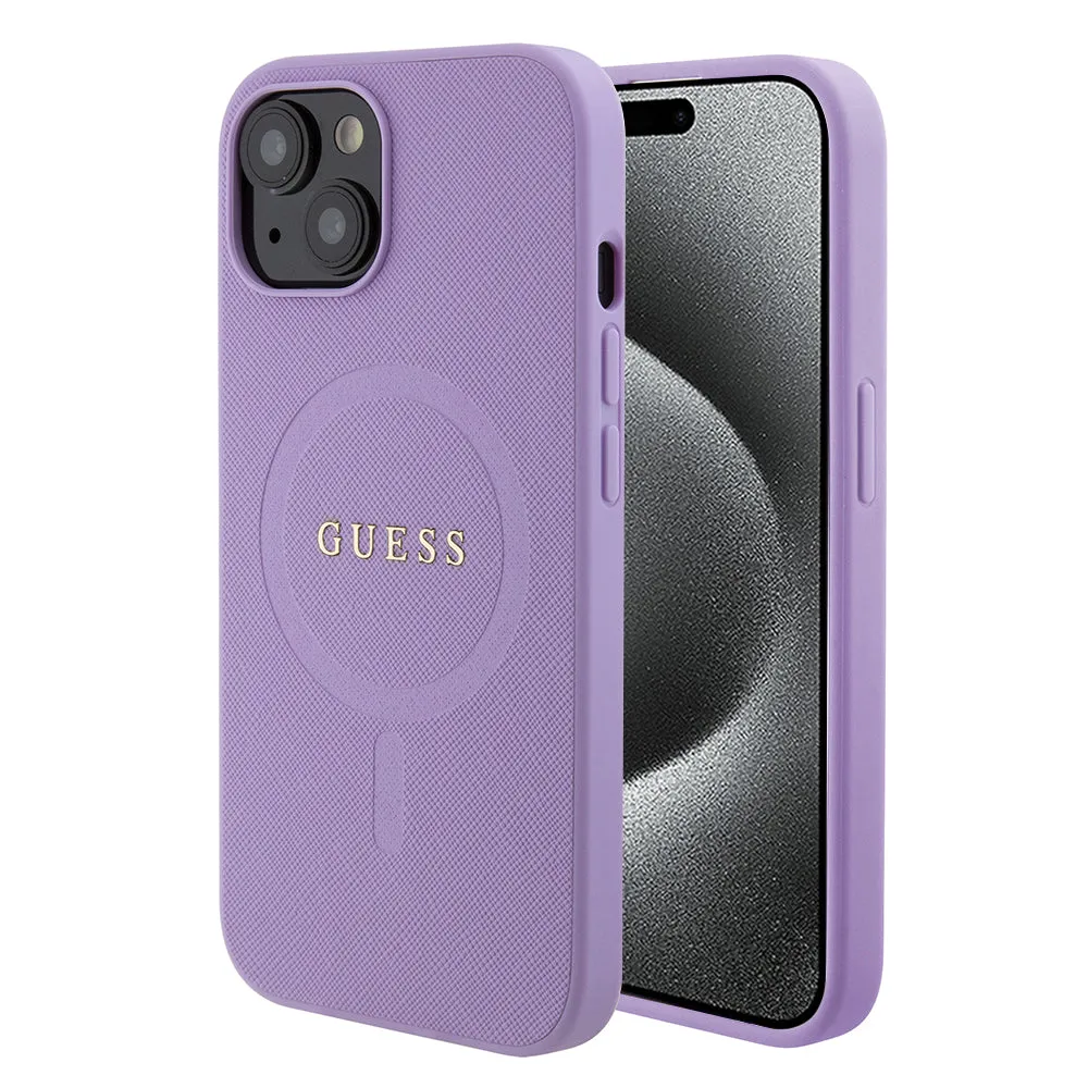 Custodia MagSafe per Apple iPhone 15 Plus, Guess, Saffiano, Viola - immagine 1