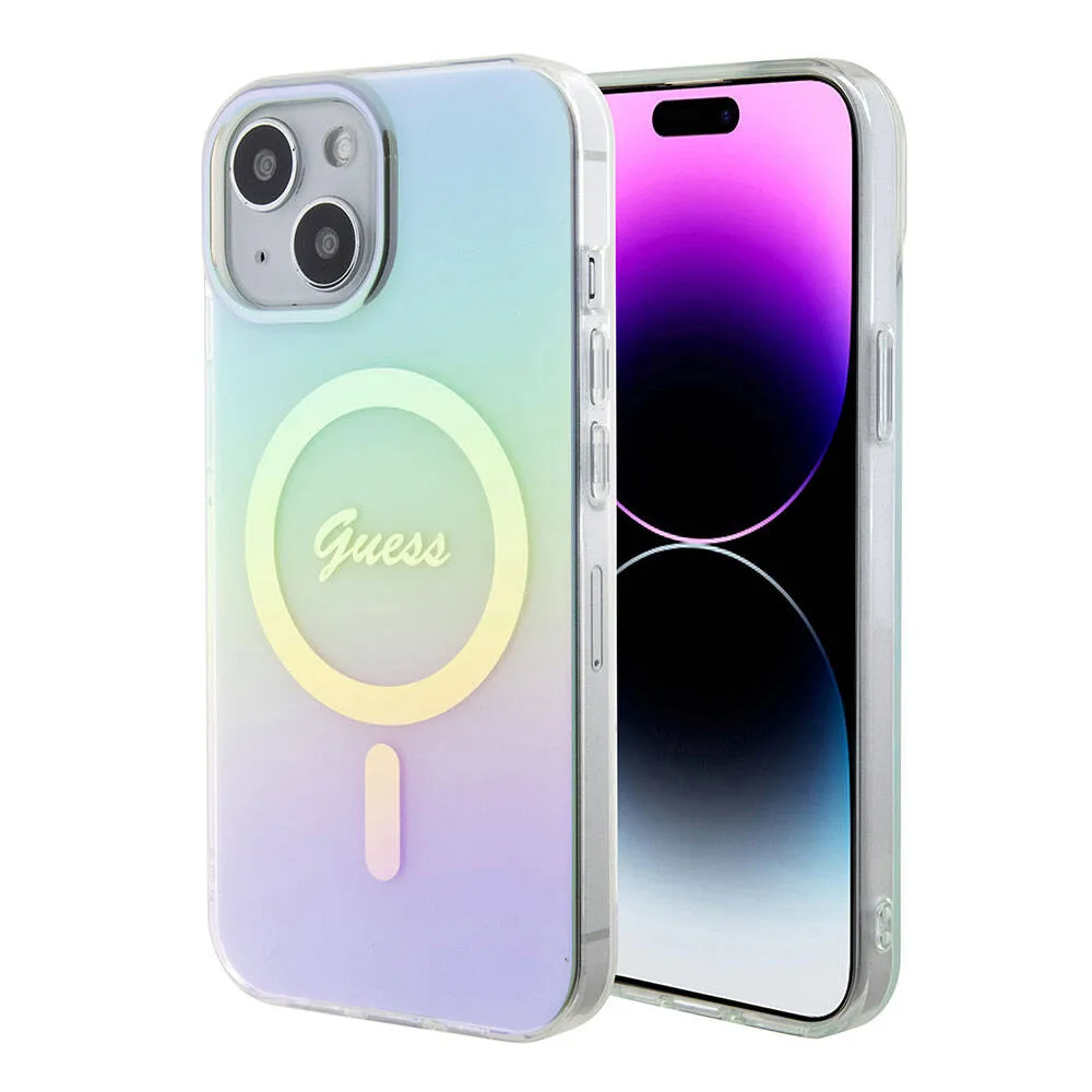 Custodia MagSafe per Apple iPhone 15 Plus, Guess, IML Iridescent, Turchese - immagine 1