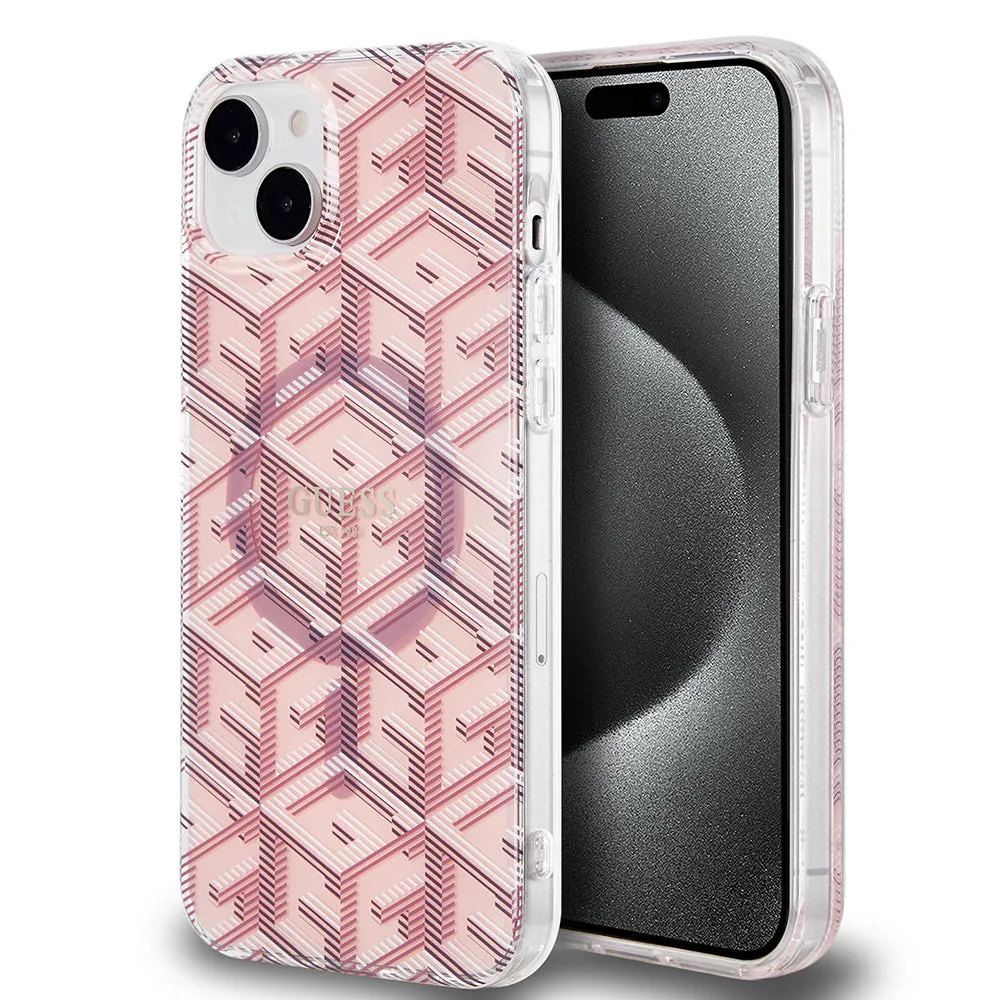 Custodia MagSafe per Apple iPhone 15 Plus, Guess, IML Gcube, Rosa - immagine 1