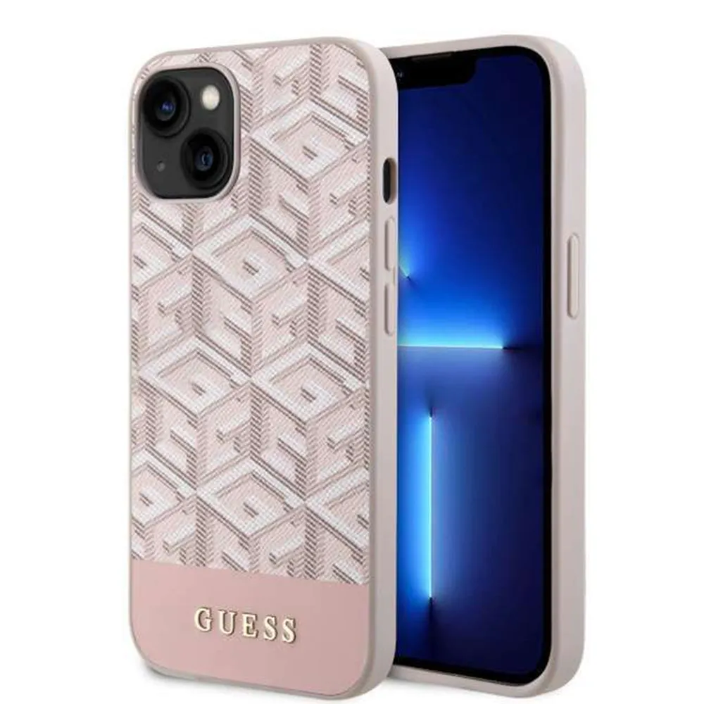 Custodia MagSafe per Apple iPhone 14, Guess, GCube Stripes, Rosa - immagine 1